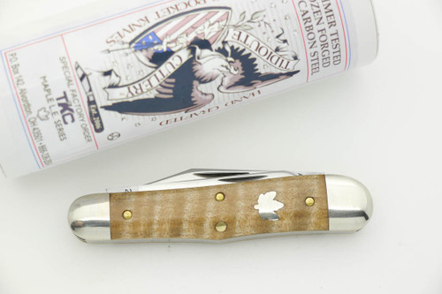 Great Eastern Cutlery Tidioute #29 Stockyard Whittler - T K C Special Factory Order - 3 Blades - First of Curly Maple Limited Edition Series - 89