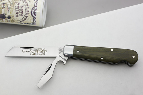 Great Eastern Cutlery Tidioute Boy's Knife #15 Crown Lifter - 2 Blade - Green Linen Micarta