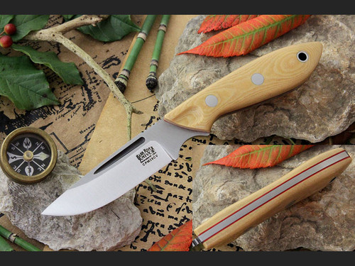 INTRODUCTORY SPECIAL! Bark River Knives: Adventurer Fixed Blade Knife w/ Antique Ivory Micarta Handle & Red Liners