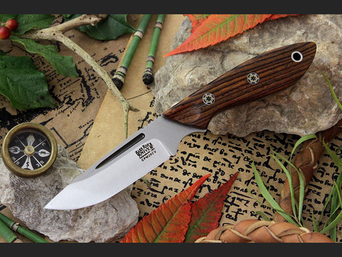 INTRODUCTORY SPECIAL! Bark River Knives: Adventurer Fixed Blade Knife w/ Cocobolo Handle with Mosaic Pins, 4