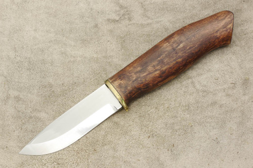 Karesuando Kniven 3504 The Piglet - Fixed Blade Knife - Oiled Curly Birch Handle - 3.25" 12C27 Stainless Steel Blade - 1