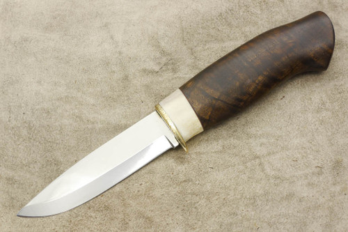 Karesuando Kniven 3509W Galten EX Hunting Knife Walnut - Fixed Blade Knife - Oiled Walnut and Reindeer Antler Handle - 3.75" 12C27 Stainless Steel Blade - 1