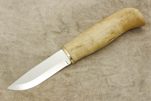 Karesuando Kniven 4047 Saivo Fixed Blade - Fixed Blade Knife - Oiled Curly Birch Handle - 3.25" 12C27 Stainless Steel Blade - 2