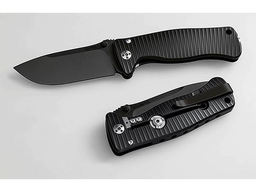 LionSteel Knives SR2 MINI SR2A-BB, Folding Pocket Knife w/ Black Textured Monolithic Aluminum Frame/Handle & Black Oxide Coated Blade