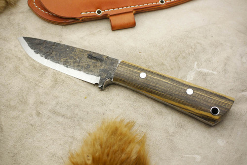 Lon Humphrey Bushcraft Pro - Scandi Grind - Black & White Ebony Handle - 1