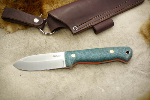 LT Wright Knives - Scaaty Crafter - Saber Grind - A2 - Blue Burlap - Orange Liners