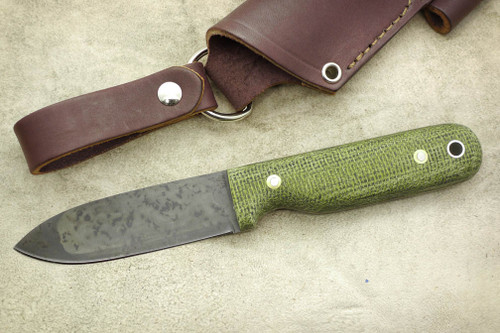 LT Wright Knives Bushcrafter HC - Convex Grind - Green Burlap - Matte Finish