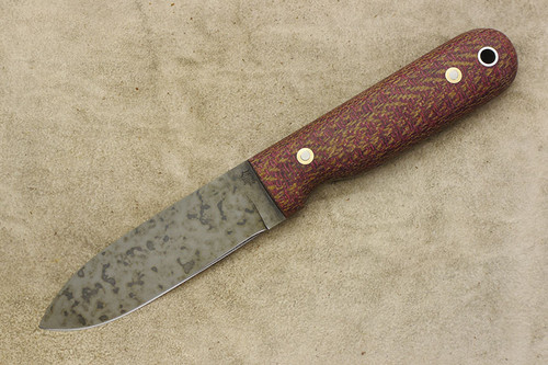 LT Wright Knives Bushcrafter HC - Convex Grind - Maroon Herringbone Burlap