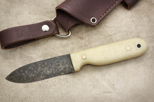 LT Wright Knives Bushcrafter HC - Convex Grind - Oatmeal Burlap - Matte Finish