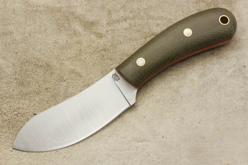 LT Wright Knives Camp MUK - Flat Grind - 3V Steel - Green Canvas Micarta - Orange Liners - Matte Finish