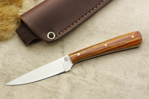 LT Wright Knives Coyote - Flat Grind - Tulip Wood - Copper Pins