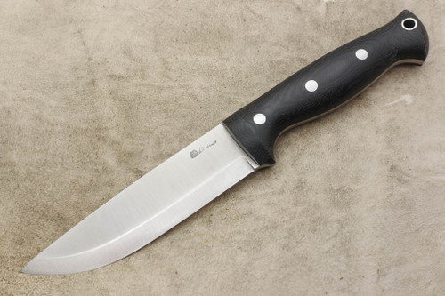 LT Wright Knives Forest Trail - A2 Steel - Scandi Grind - Black Canvas Micarta Handle - Aluminum Corby Bolts - Matte Finish
