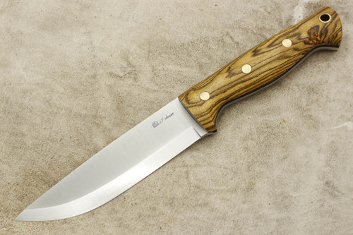LT Wright Knives Forest Trail - A2 Steel - Scandi Grind - Bocote - Brass Corby Bolts - Matte Finish - 1 / FREE Black Liners!