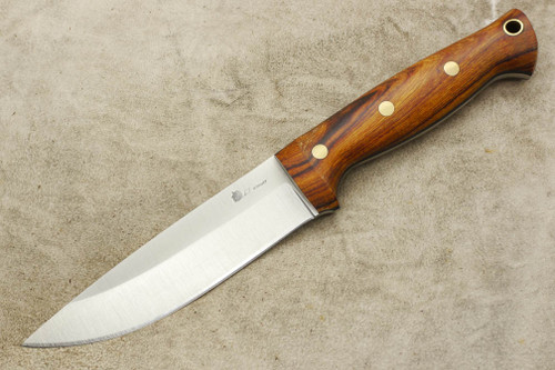 LT Wright Knives Forest Trail - AEB-L Steel - Saber Grind - Desert Ironwood - Brass Corby Bolts - Matte Finish - 2 / FREE Black Liners!