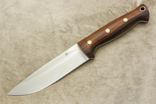 LT Wright Knives Forest Trail - AEB-L Steel - Saber Grind - Desert Ironwood - Brass Corby Bolts - Matte Finish - 5 / FREE Black Liners!