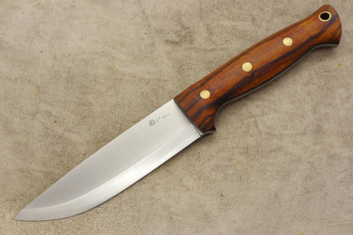 LT Wright Knives Forest Trail - AEB-L Steel - Scandi Grind - Desert Ironwood - Brass Corby Bolts - Matte Finish - 2 / FREE Black Liners!