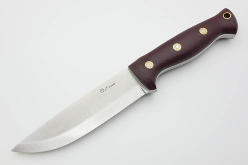 LT Wright Knives Forest Trail - CPM 3V Steel - Scandi Grind - Double Red Canvas Micarta - White Liners - Matte Finish