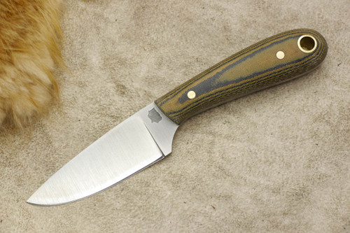 LT Wright Knives Frontier First - A2 Tool Steel - Flat Grind - Camo Linen Micarta