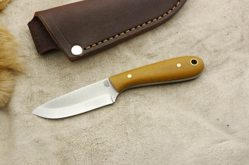 LT Wright Knives Frontier First Patch Knife - D2 Steel - Scandi Grind - Natural Canvas Micarta Matte