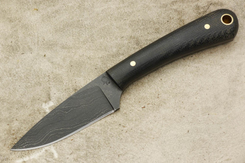 LT Wright Knives Frontier Valley - USA Damascus - Flat Grind - Black Canvas Micarta - Matte Finish / LIMITED EDITION / FREE SOFT CASE!