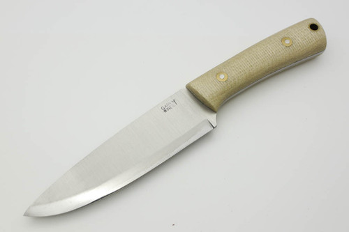LT Wright Knives Gary Wines Bushcraft Hunter - Scandi Grind - Oatmeal Burlap - Matte Finish