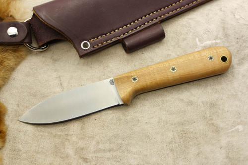 LT Wright Knives Genesis - AEB-L Stainless Steel - Convex Grind - Natural Curly Maple - Mosic Pins - 1