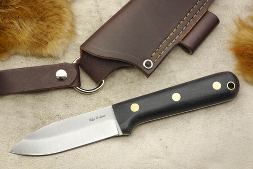 LT Wright Knives Genesis - Saber Grind - Black Canvas Micarta - Brass Corby Bolts - Matte Finish