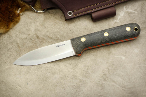 LT Wright Knives Genesis - Scandi Grind - Black Canvas Micarta - Orange Liners - Matte Finish