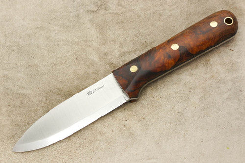 LT Wright Knives Genesis - Scandi Grind - Desert Ironwood - Brass Corby Bolts - Matte Finish - 2 / FREE Black Liners!