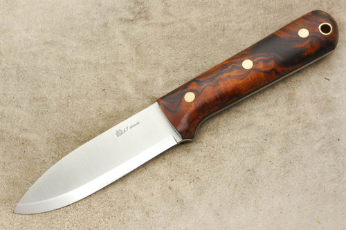 LT Wright Knives Genesis - Scandi Grind - Desert Ironwood - Brass Corby Bolts - Matte Finish - 4 / FREE Black Liners!