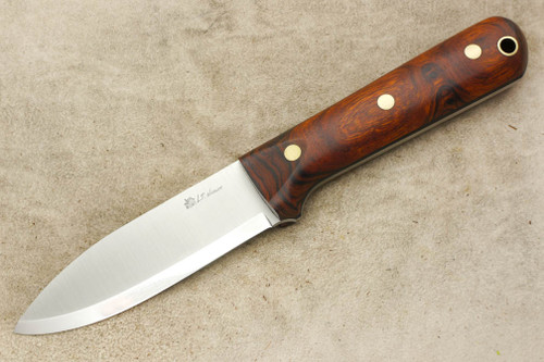 LT Wright Knives Genesis - Scandi Grind - Desert Ironwood - Brass Corby Bolts - Matte Finish - 5 / FREE Black Liners!