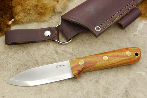 LT Wright Knives Genesis - Scandi Grind - Tulipwood - Brass Corby Bolts - 2