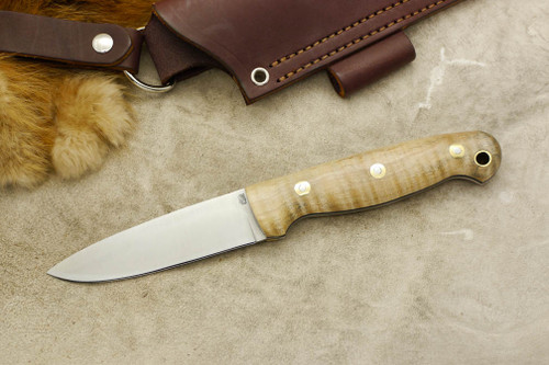 LT Wright Knives GNS - AEB-L Steel - Convex Grind - Natural Curly Maple - Black Liners - 5