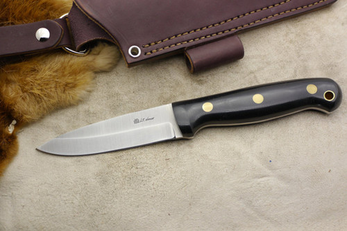 LT Wright Knives GNS - CPM 3V Steel - Saber Grind - Black Canvas Micarta - Brass Corby Bolts