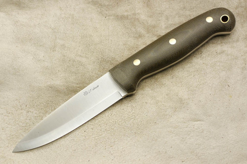 LT Wright Knives GNS - CPM 3V Steel - Scandi Grind - Green Canvas Micarta - Brass Corby Bolts - Matte Finish