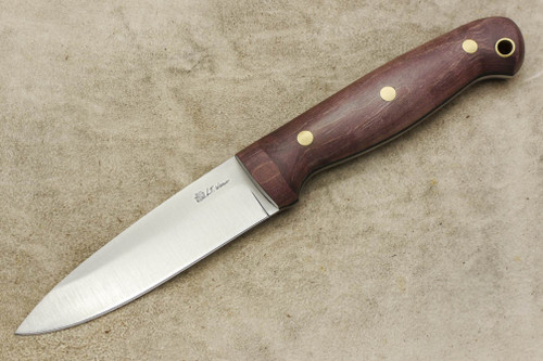 LT Wright Knives GNS - O1 Steel - Saber Grind - Dark Curly Maple Handle - Brass Corby Bolts - Matte Finish - 2 / FREE BLACK LINERS!