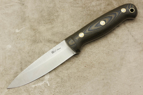 LT Wright Knives GNS - O1 Steel - Saber Grind - Green and Black Linen Micarta - Matte Finish