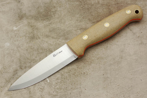 LT Wright Knives GNS - O1 Steel - Scandi Grind - Snakeskin Micarta - Orange Liners - Matte Finish