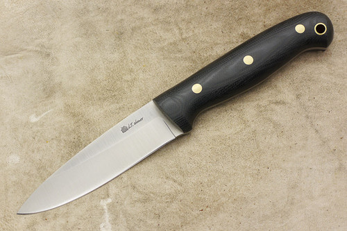 LT Wright Knives GNS - Saber Grind - Black Canvas Micarta Handle - Brass Corby Bolts - Matte Finish