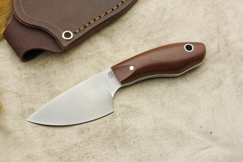 LT Wright Knives JX3 - Convex Grind - Brown Canvas Micarta - White Liners