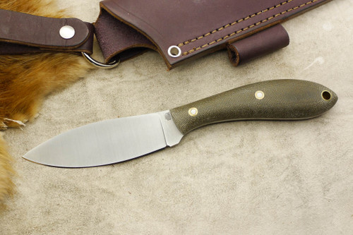 LT Wright Knives Large Northern Hunter - AEB-L Steel - Flat Grind - Green Canvas Micarta - Matte Finish