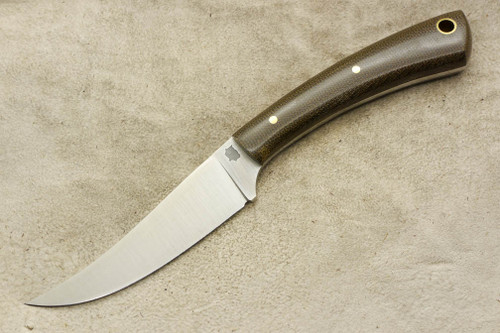 LT Wright Knives Large Swoop - Flat Grind - Green Canvas Micarta Handle - Polished Finish
