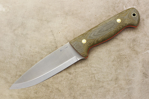 LT Wright Knives Mongo GNS - Scandi Grind - Two Tone Green Canvas Micarta - Matte Finish