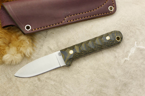 LT Wright Knives Next Gen - A2 Steel - Flat Grind - Green and Black Canvas Micarta - Mountain Texture