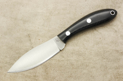 LT Wright Knives Small Northern Hunter - AEB-L Steel - Convex Grind - Black Canvas Micarta - Aluminum Corby Bolts - Polished Finish