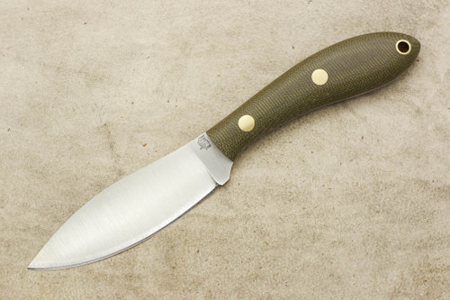 LT Wright Knives Small Northern Hunter - AEB-L Steel - Convex Grind - Green Canvas Micarta - Brass Corby Bolts - Matte Finish
