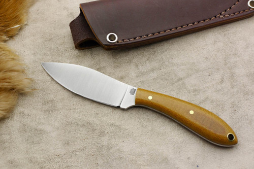 LT Wright Knives Small Northern Hunter - AEB-L Steel - Flat Grind - Natural Canvas Micarta - Polished Finish
