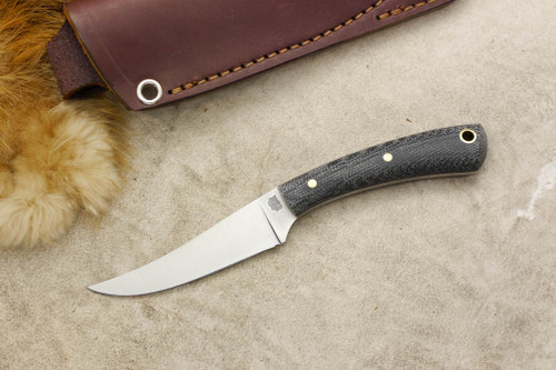 LT Wright Knives Small Swoop - Flat Grind - Black Canvas Micarta Handle - Matte Finish