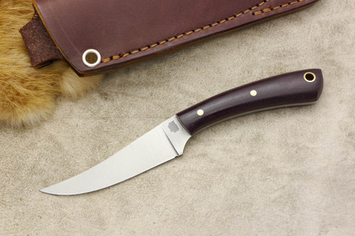 LT Wright Knives Small Swoop - D2 - Flat Grind - Double Red Canvas Micarta Handle - Matte Finish