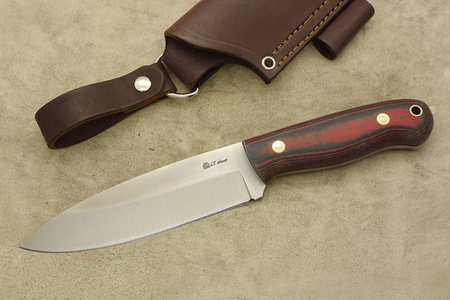 LT Wright Knives Sospes - Saber Grind - Red & Black Canvas Micarta - Matte Finish